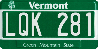 VT license plate LQK281