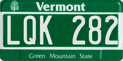 VT license plate LQK282