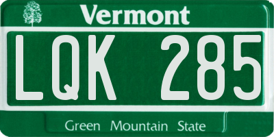 VT license plate LQK285