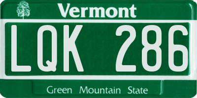 VT license plate LQK286