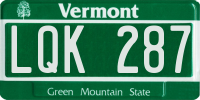VT license plate LQK287