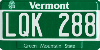 VT license plate LQK288