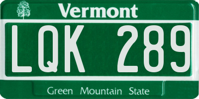 VT license plate LQK289
