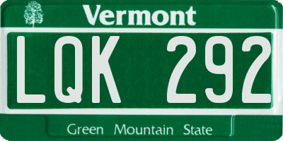 VT license plate LQK292