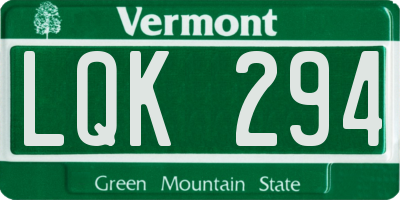 VT license plate LQK294
