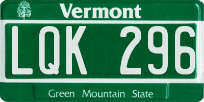 VT license plate LQK296