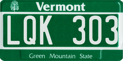 VT license plate LQK303