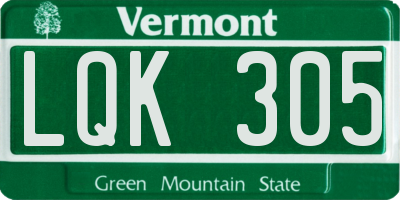 VT license plate LQK305