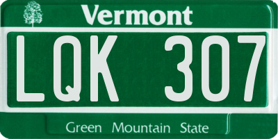 VT license plate LQK307