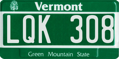 VT license plate LQK308