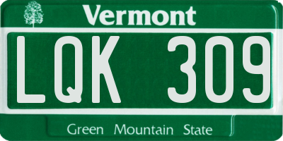 VT license plate LQK309