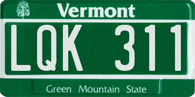 VT license plate LQK311