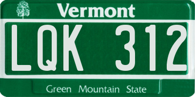 VT license plate LQK312