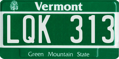 VT license plate LQK313