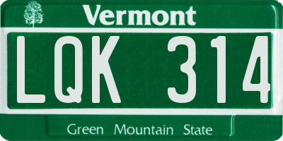 VT license plate LQK314
