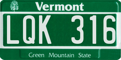 VT license plate LQK316