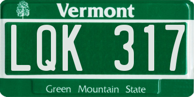 VT license plate LQK317