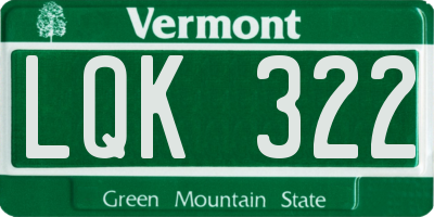 VT license plate LQK322