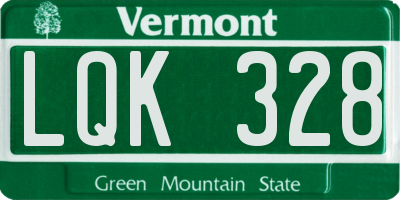 VT license plate LQK328