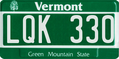 VT license plate LQK330