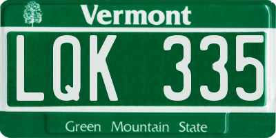 VT license plate LQK335