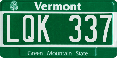 VT license plate LQK337