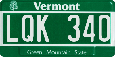 VT license plate LQK340