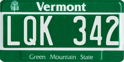VT license plate LQK342