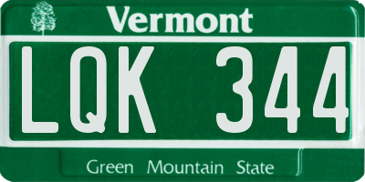 VT license plate LQK344