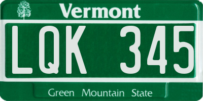 VT license plate LQK345
