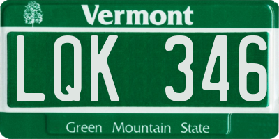 VT license plate LQK346