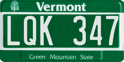 VT license plate LQK347