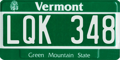 VT license plate LQK348