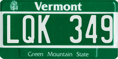VT license plate LQK349