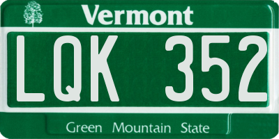VT license plate LQK352