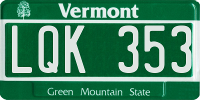 VT license plate LQK353
