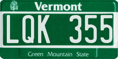 VT license plate LQK355