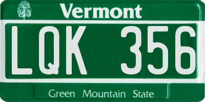 VT license plate LQK356
