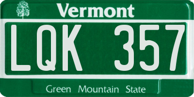 VT license plate LQK357