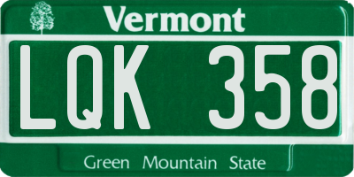 VT license plate LQK358