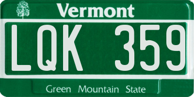 VT license plate LQK359
