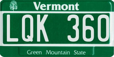 VT license plate LQK360