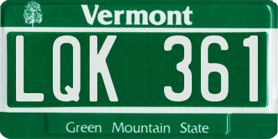 VT license plate LQK361