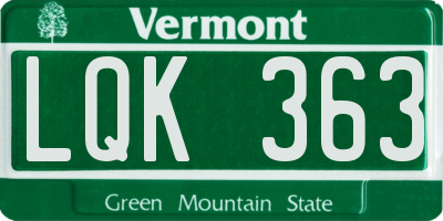 VT license plate LQK363
