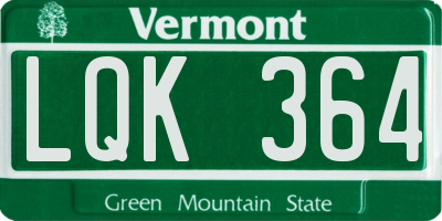 VT license plate LQK364