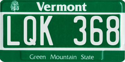 VT license plate LQK368