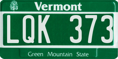 VT license plate LQK373