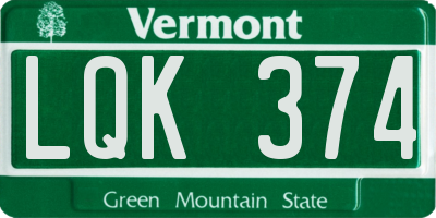 VT license plate LQK374