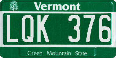 VT license plate LQK376