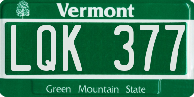 VT license plate LQK377